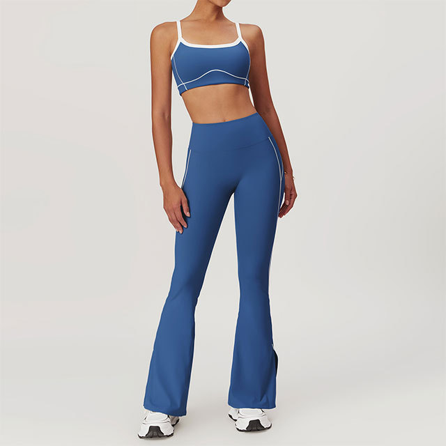 Sports Bra Top High Waist Bell Pant Set
