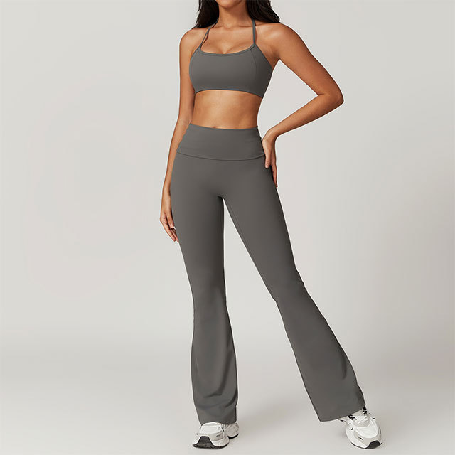 High Elastic Bell Pant Set Workout