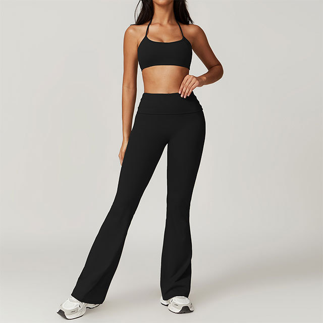 High Elastic Bell Pant Set Workout