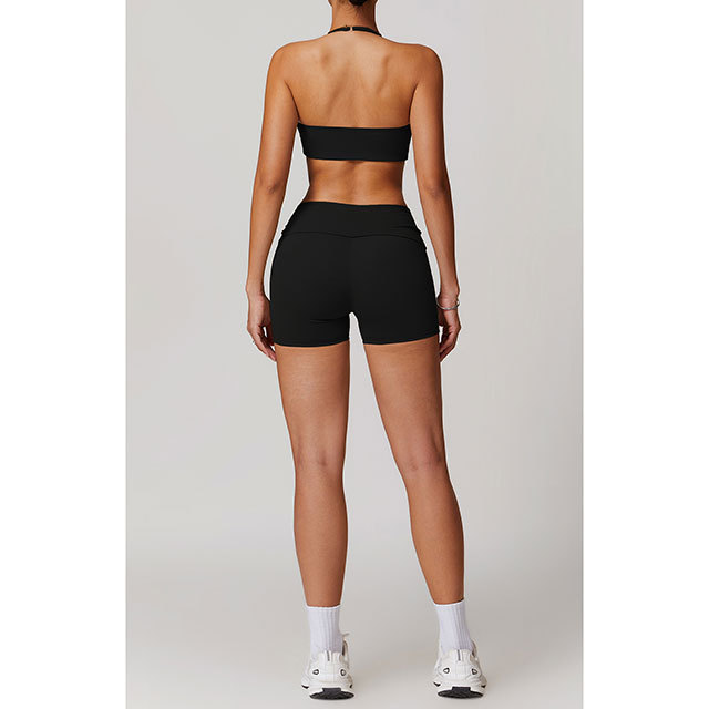 Activewear Solid Color Bra Top Short Set