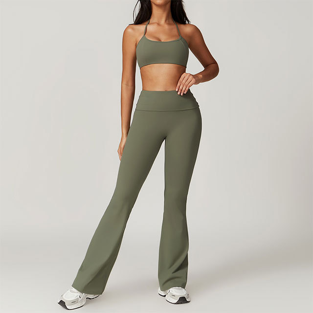 High Elastic Bell Pant Set Workout
