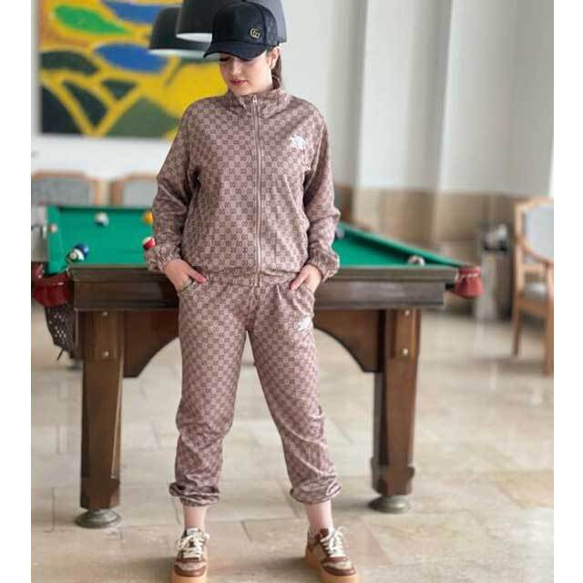 Embroidery Printed High Neck Tracksuit Set