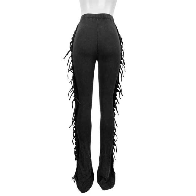 Washed Distressed Tassel Bell Pant