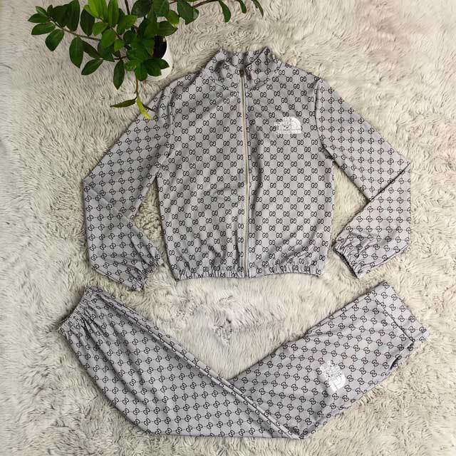 Embroidery Printed High Neck Tracksuit Set