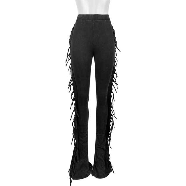 Washed Distressed Tassel Bell Pant