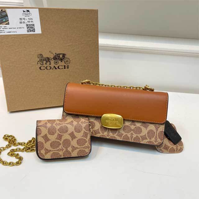 Printed Leather Chained Messenger Bag