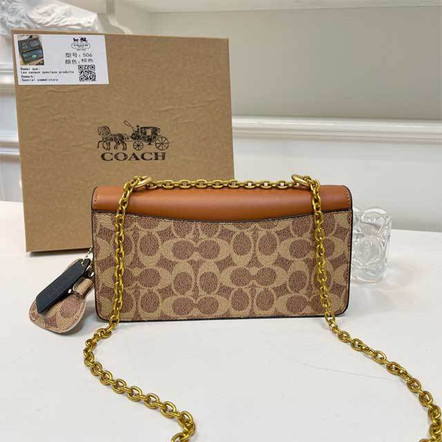 Printed Leather Chained Messenger Bag