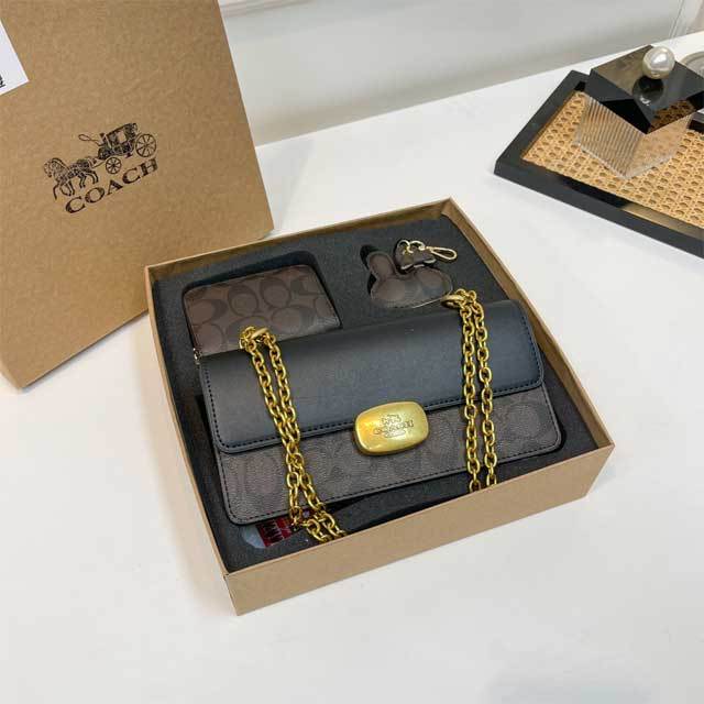 Printed Leather Chained Messenger Bag