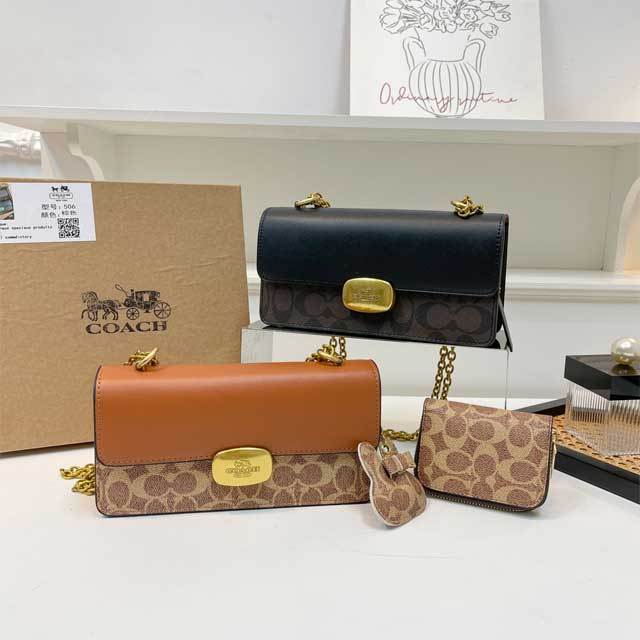 Printed Leather Chained Messenger Bag