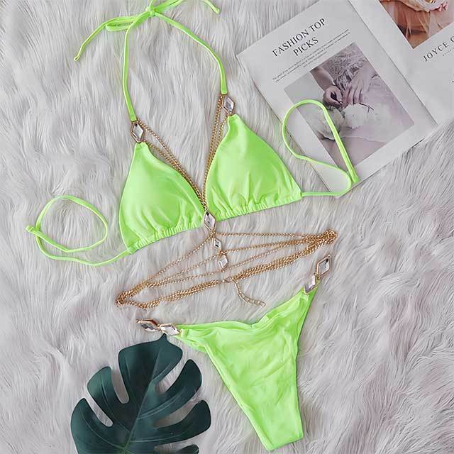 Diamond Chains Lace Up Bikini Set