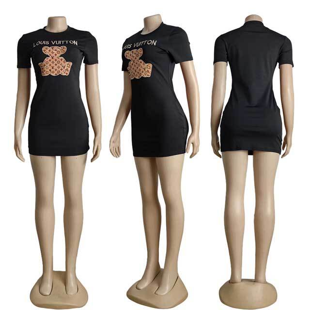 Embroidery Short Sleeve Bodycon Dress