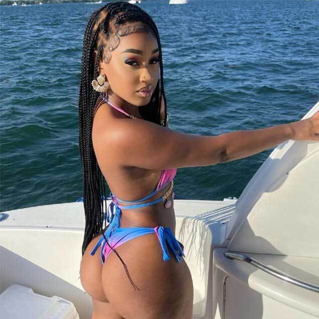 Lace-up Gradient Print Luxury Crystal Diamond Bikini