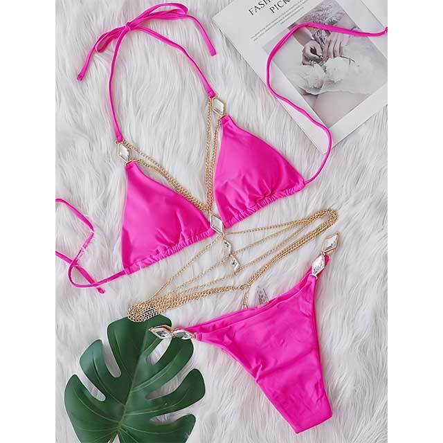 Diamond Chains Lace Up Bikini Set