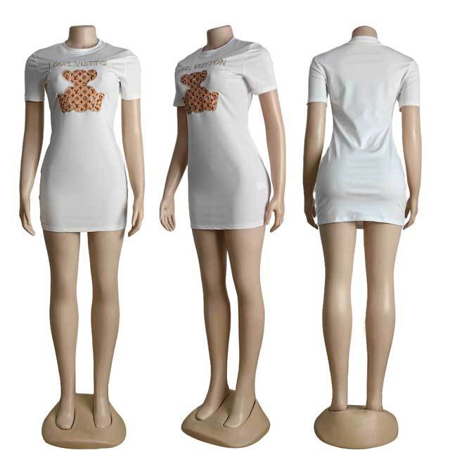 Embroidery Short Sleeve Bodycon Dress