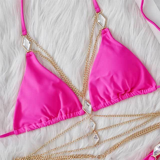 Diamond Chains Lace Up Bikini Set