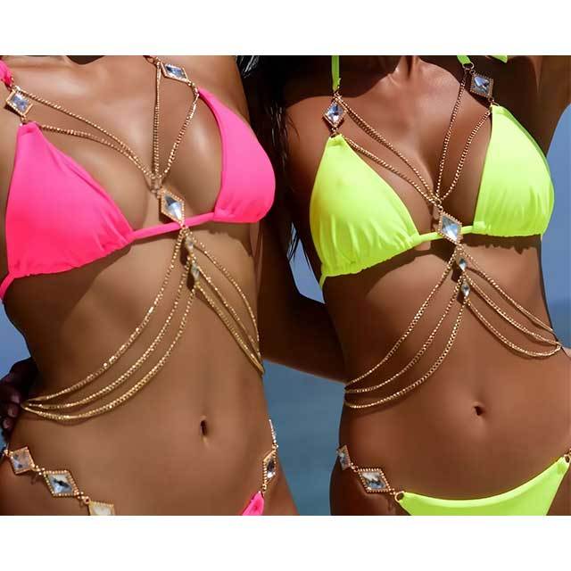 Diamond Chains Lace Up Bikini Set
