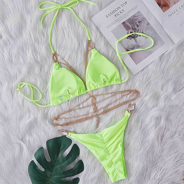 Diamond Chains Lace Up Bikini Set
