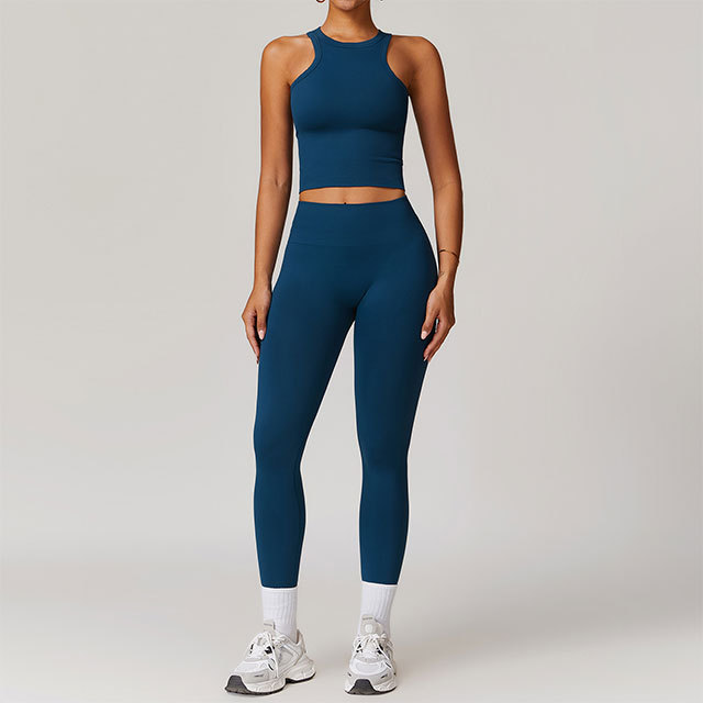 Seamless Knitting Tank Top Activewear Pant Set