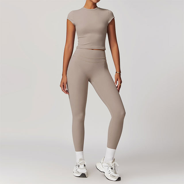 Activewear Short Sleeve Top High Waist Pant Set