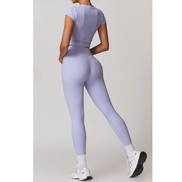 Activewear Short Sleeve Top High Waist Pant Set