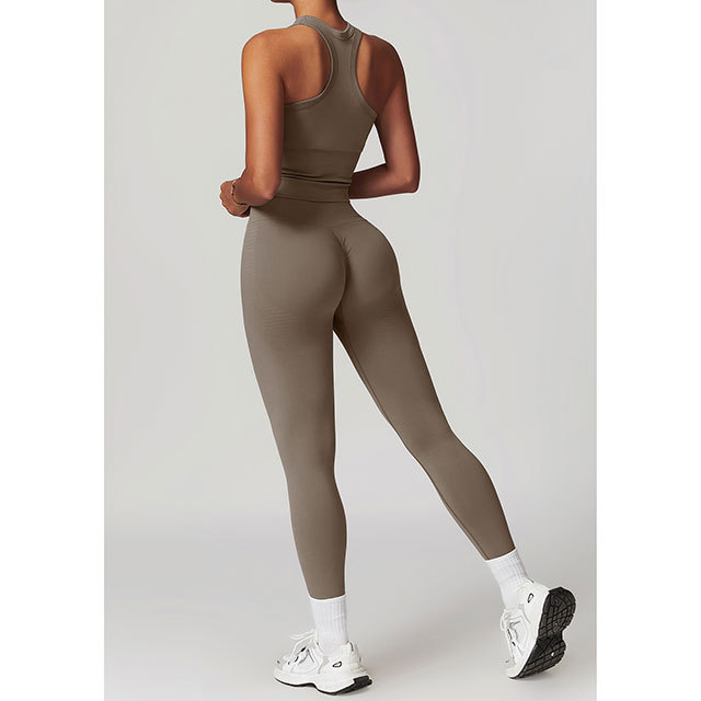 Seamless Knitting Tank Top Activewear Pant Set