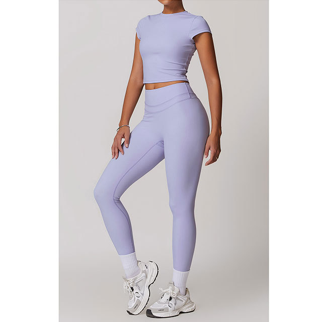 Activewear Short Sleeve Top High Waist Pant Set