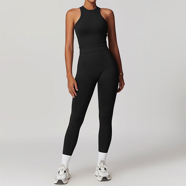 Seamless Knitting Tank Top Activewear Pant Set