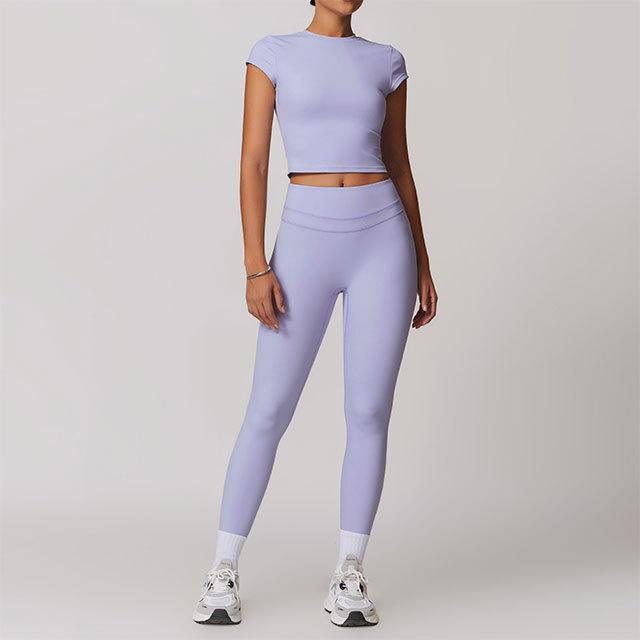 Activewear Short Sleeve Top High Waist Pant Set