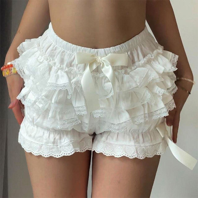 Bow Decor Ruffled Shorts