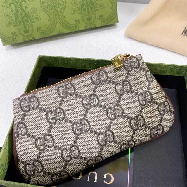 Metal Logo Leather Printed Wallet