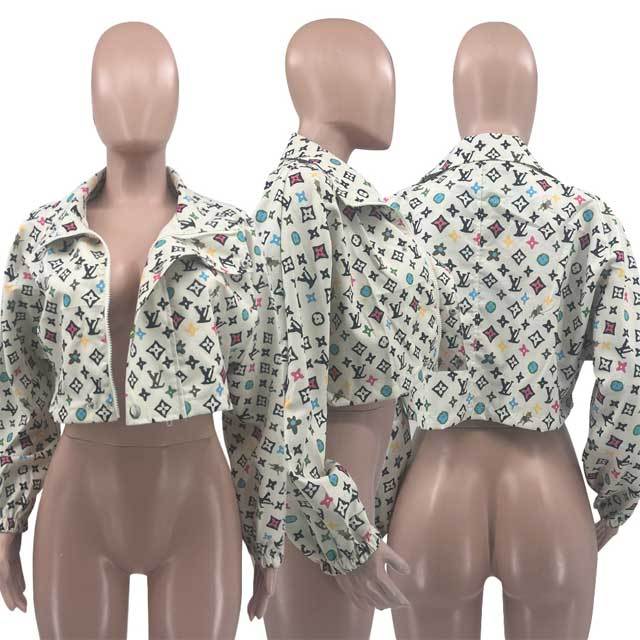 Printed Casual Crop Jacket