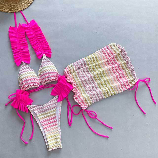 Folded Design 3pc Swimming Bikini Set