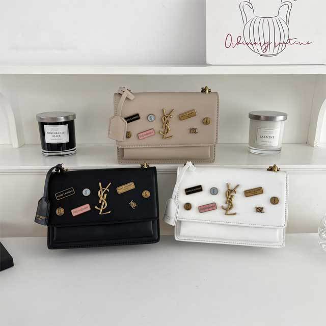 Metal Logo Leather Fashion Messenger Bag