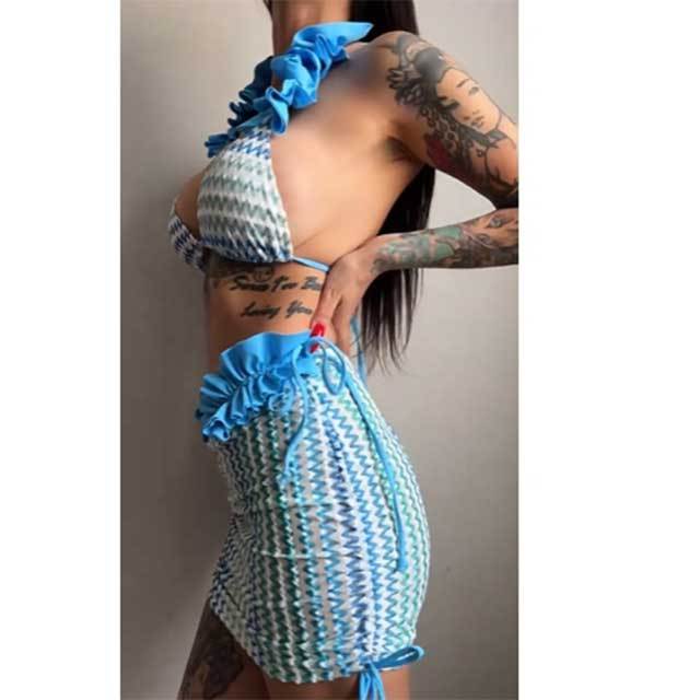Folded Design 3pc Swimming Bikini Set