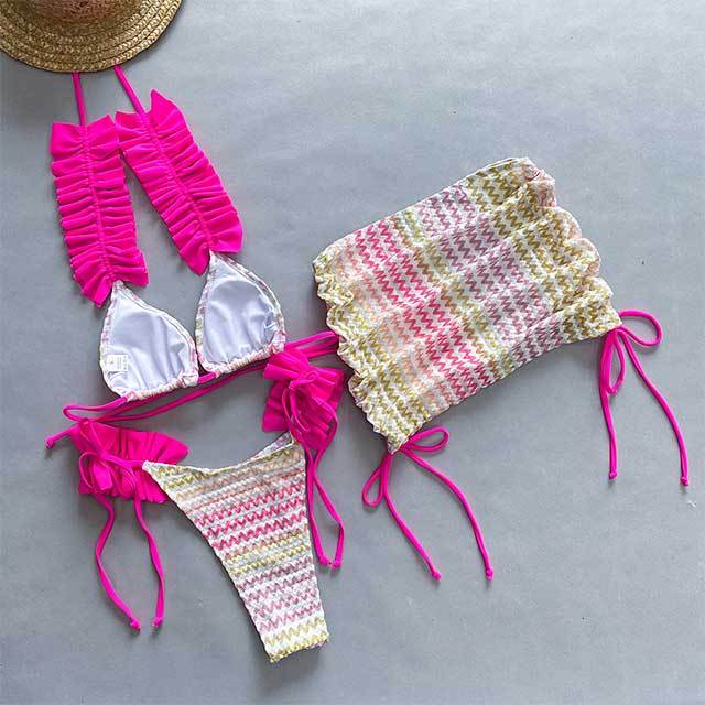 Folded Design 3pc Swimming Bikini Set