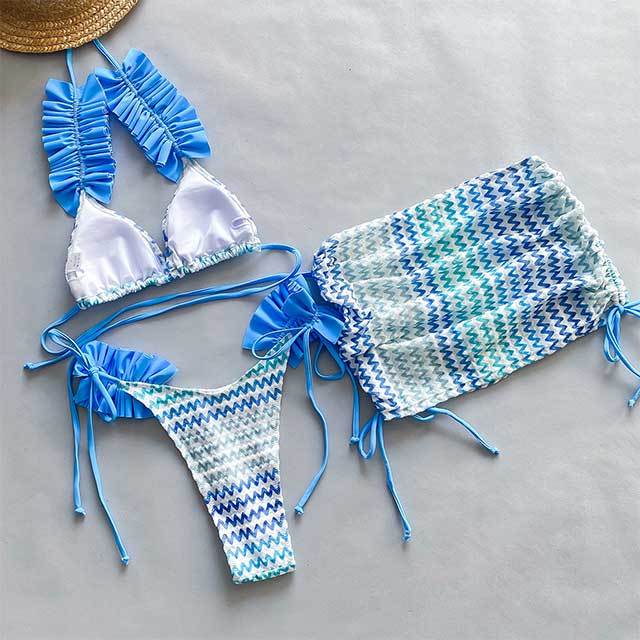 Folded Design 3pc Swimming Bikini Set