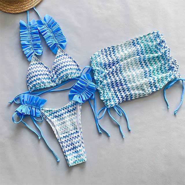 Folded Design 3pc Swimming Bikini Set