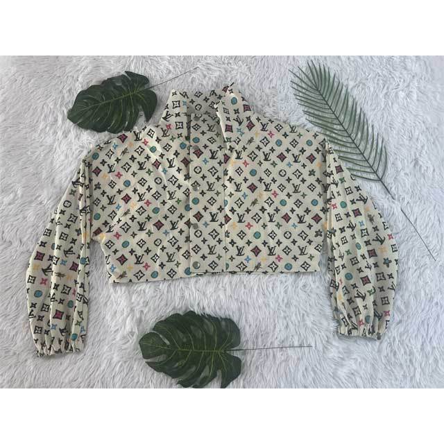 Printed Casual Crop Jacket