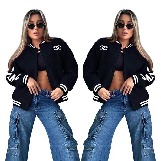 Embroidery Long Sleeve Baseball Jacket