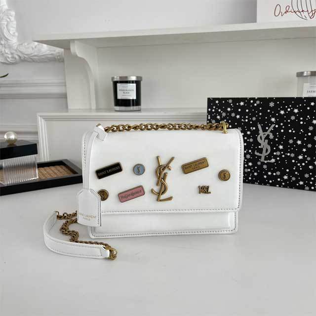 Metal Logo Leather Fashion Messenger Bag