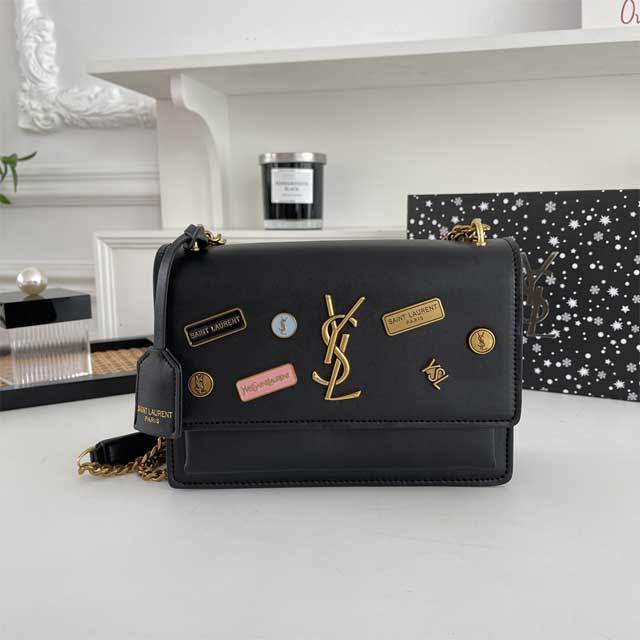 Metal Logo Leather Fashion Messenger Bag