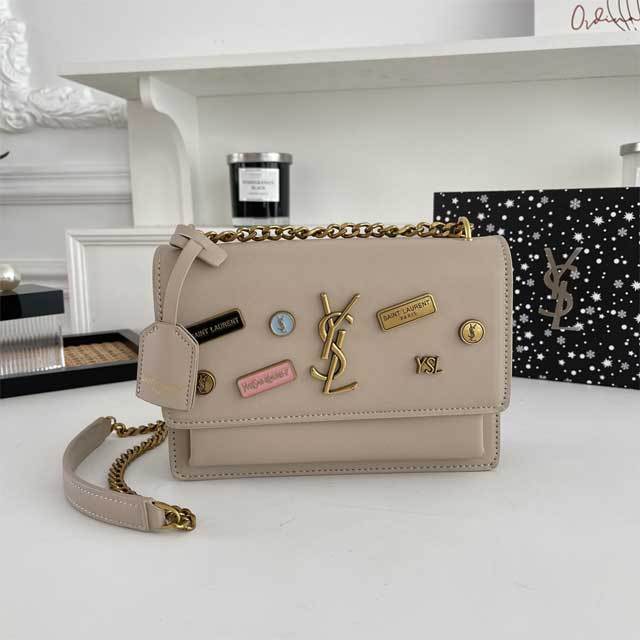 Metal Logo Leather Fashion Messenger Bag