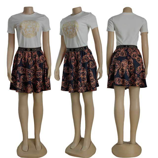 Printed High Waist Skirt Set