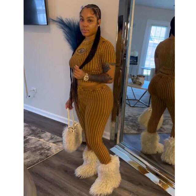 Hollow Out Knit 2 Piece Pant Set