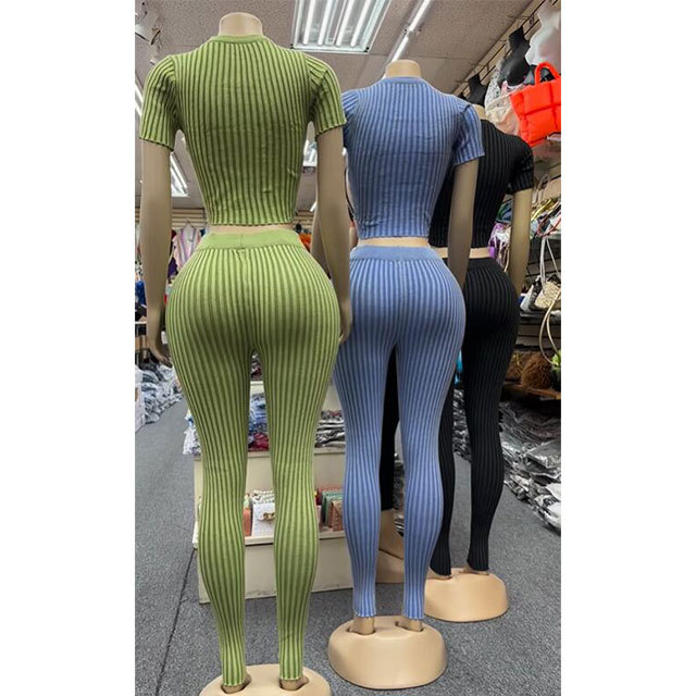 Hollow Out Knit 2 Piece Pant Set