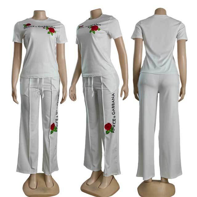 Floral Print Casual Pants Set