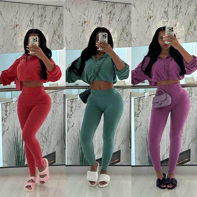 Drawstring Top Casual Jogging Suit