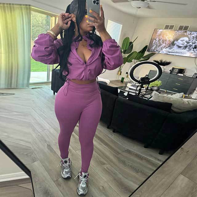 Drawstring Top Casual Jogging Suit