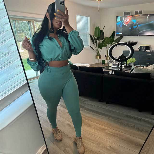 Drawstring Top Casual Jogging Suit