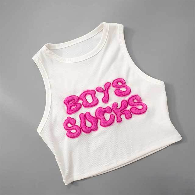 3D Letter Ribbed Tank Top